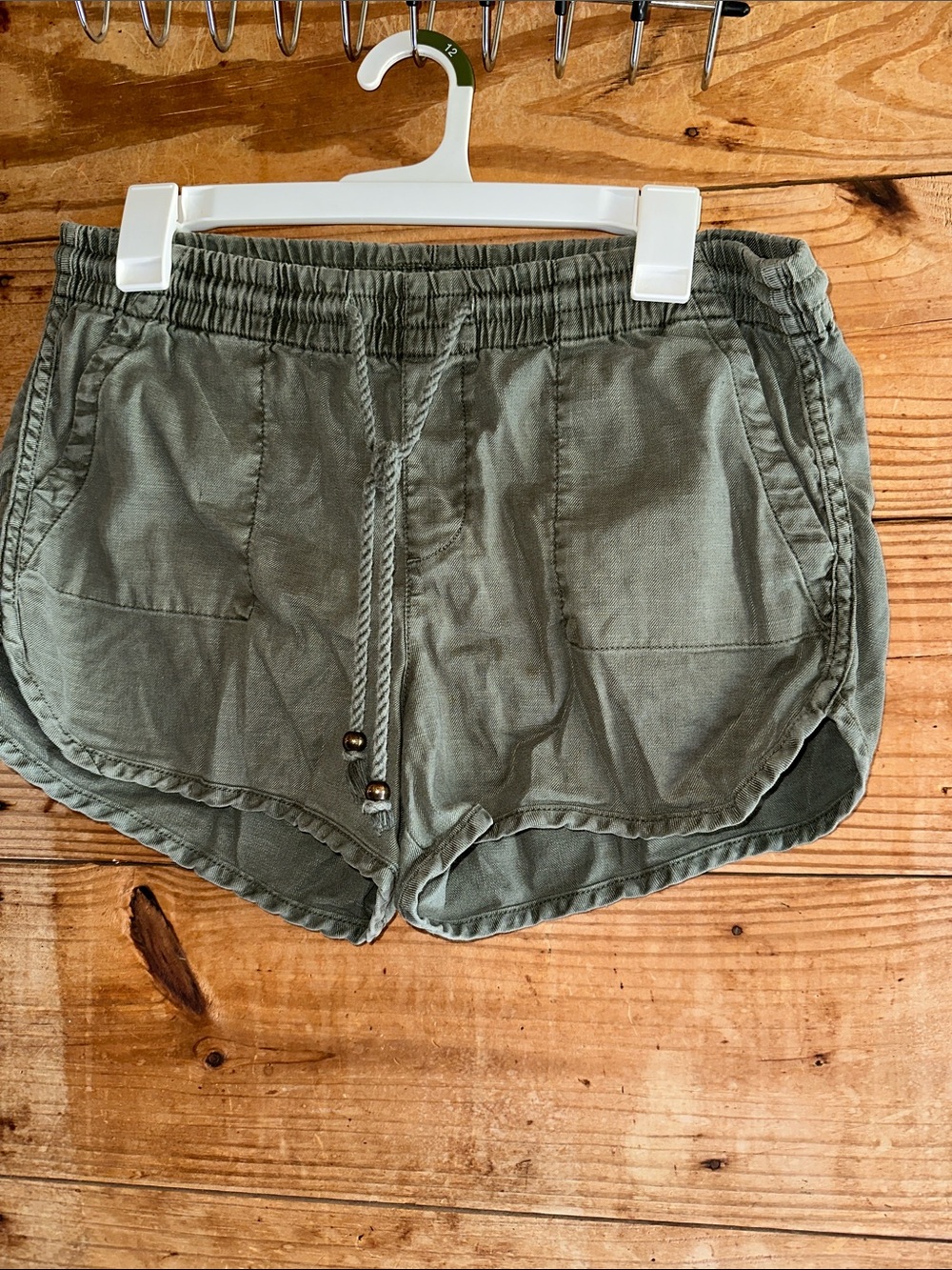 Level 99 Olive Green Drawstring Shorts